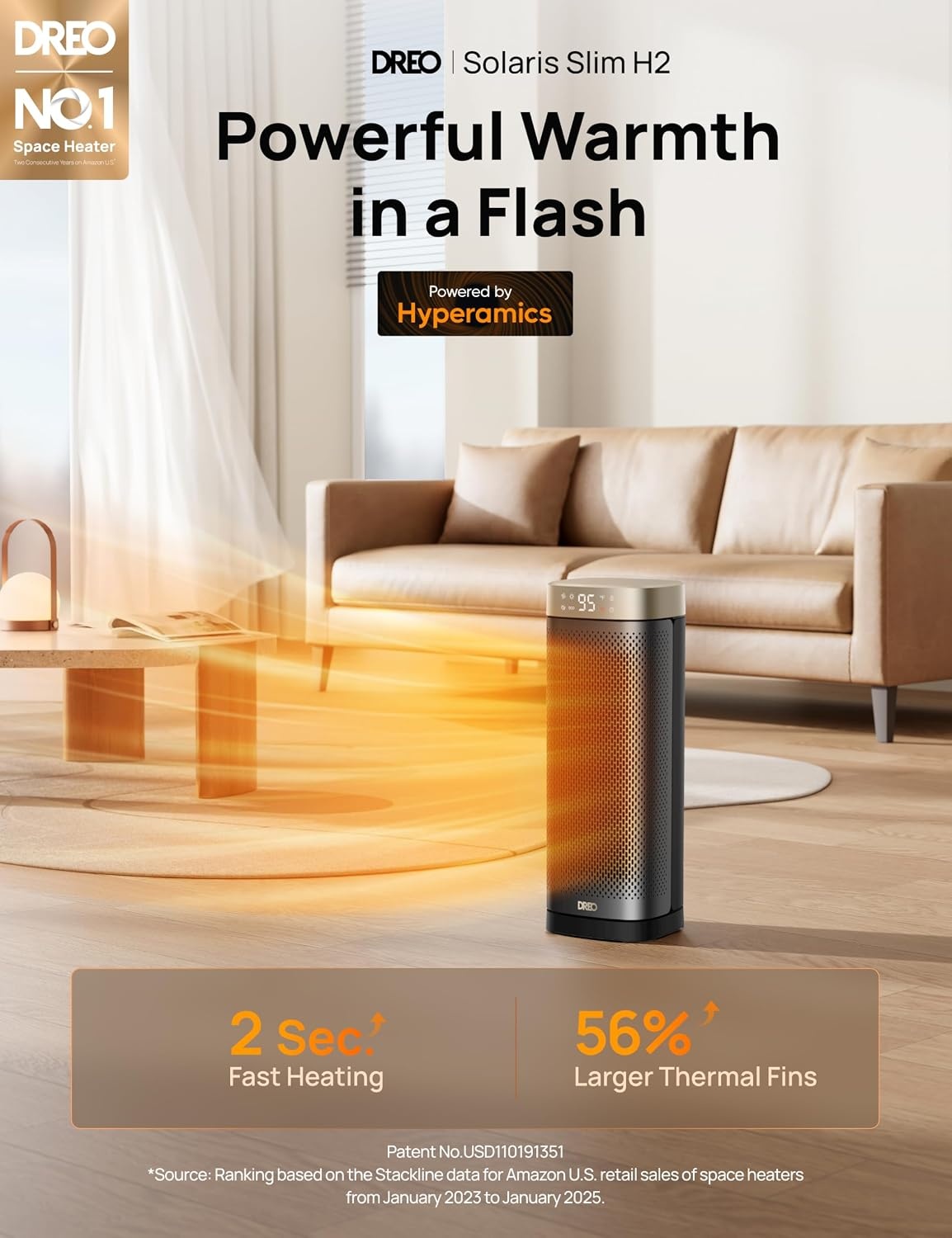 image:imageDREO Space Heaters for Indoor Use 16 Inch Fast Heating Portable Heaters with Remote 12H Timer 70 Oscillation Overheat Protection Safety Heat Large PTC Ceramic Electric for Bedroom Home OfficeGold