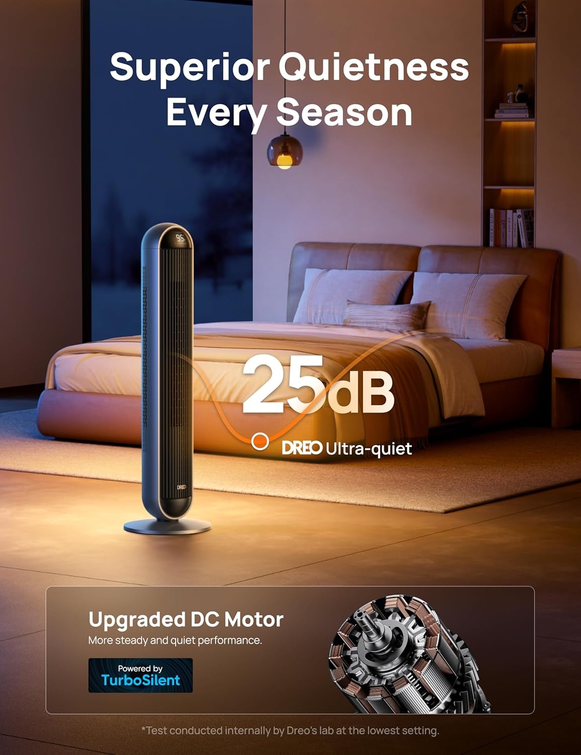 image:imageDREO Tower Fan and Heater Combo 292fts Standing Fans for Bedroom 17 Levels 6 Modes 120 Oscillation 42 Inch 12H Timer 25dB Quiet with Remote for Office Large Room SilverSilver