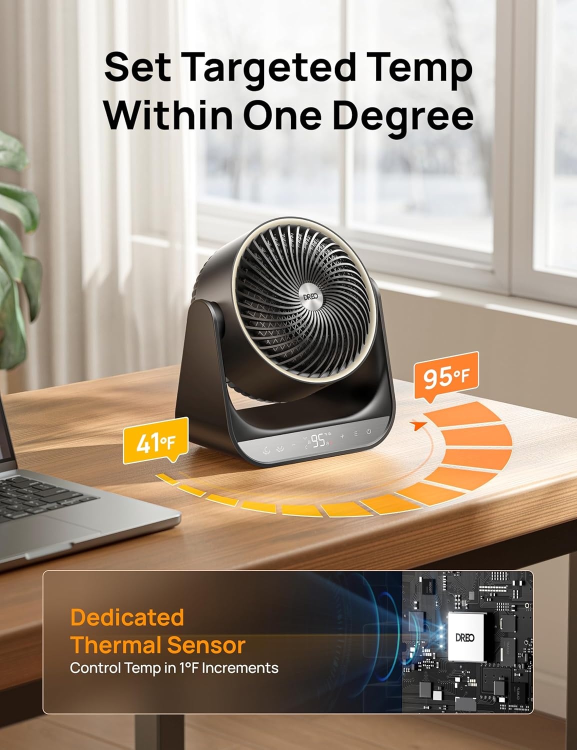 image:imageDREO Whole Room Heater 714 60 Vertical amp 90 Horizontal 3D Oscillating Heating 12 fts LongRange Circulator 3 Heat amp 3 Fan Settings Space Heaters for Indoor Use Bedroom Office BlackBlack