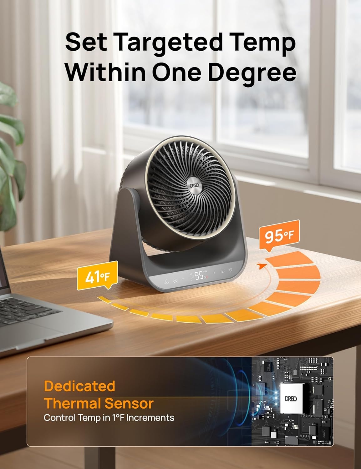 image:imageDREO Whole Room Heater 714 60 Vertical amp 90 Horizontal 3D Oscillating Heating 12 fts LongRange Circulator 3 Heat amp 3 Fan Settings Space Heaters for Indoor Use Bedroom Office BlackGrey