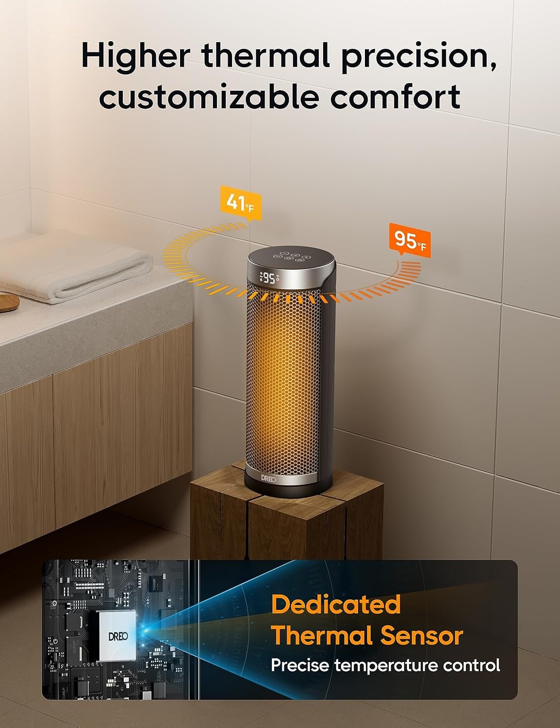 image:imageDreo Space Heater 1500W Electric Heaters for Indoor Use with Thermostat 70 Oscillation 8 Safety Protections 5 Modes Remote 12H Timer Quiet Portable Heater for Office Bedroom Large RoomSilver