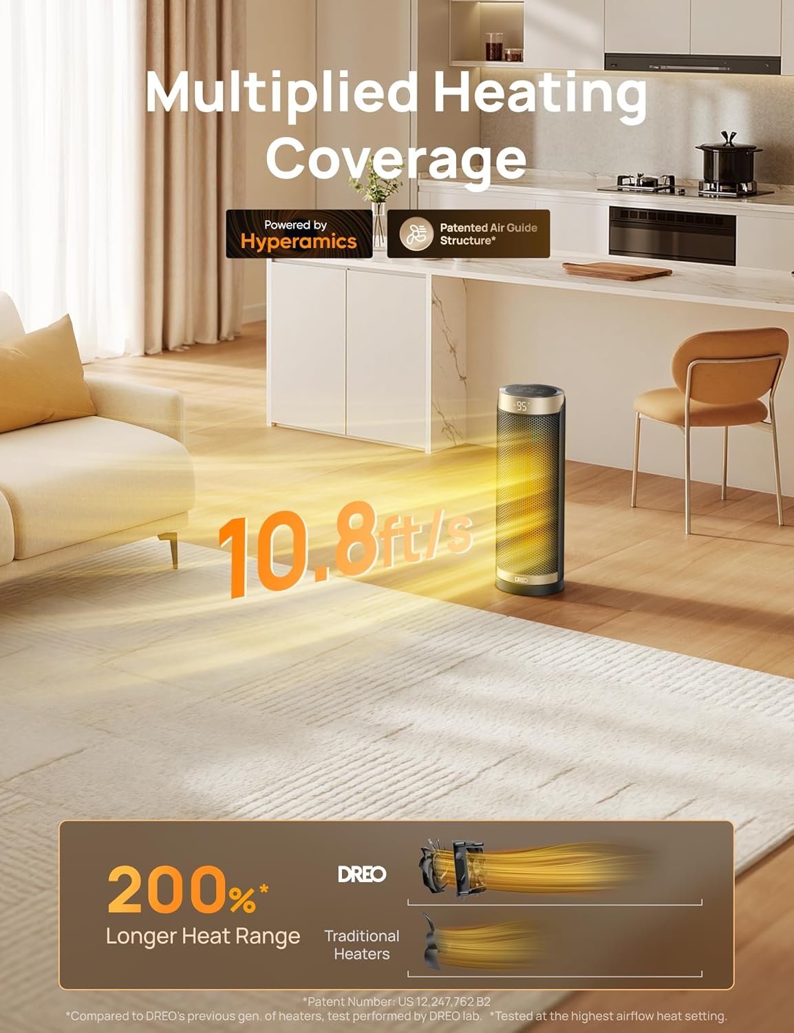 image:imageDreo Space Heater 1500W Electric Heaters for Indoor Use with Thermostat 70 Oscillation 8 Safety Protections 5 Modes Remote 12H Timer Quiet Portable Heater for Office Bedroom Large RoomGold