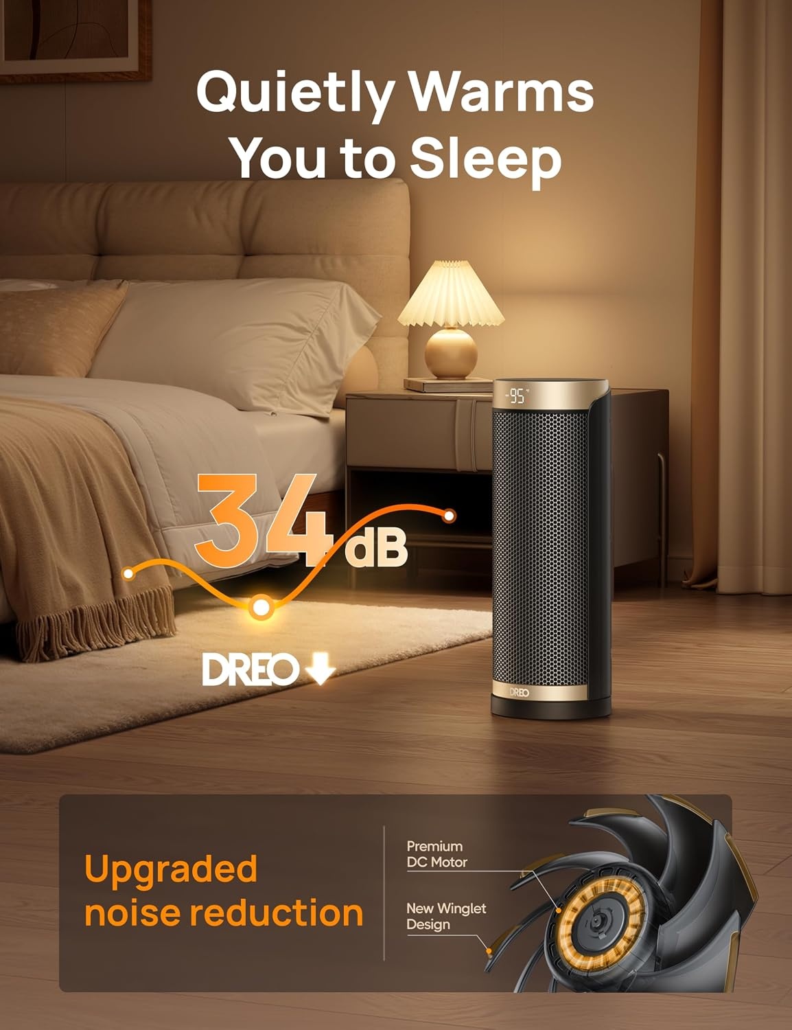 image:imageDreo Space Heater 1500W Electric Heaters for Indoor Use with Thermostat 70 Oscillation 8 Safety Protections 5 Modes Remote 12H Timer Quiet Portable Heater for Office Bedroom Large RoomGold
