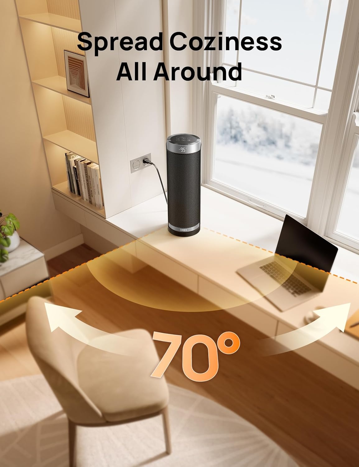 image:imageDreo Space Heater 1500W Electric Heaters for Indoor Use with Thermostat 70 Oscillation 8 Safety Protections 5 Modes Remote 12H Timer Quiet Portable Heater for Office Bedroom Large RoomSilver