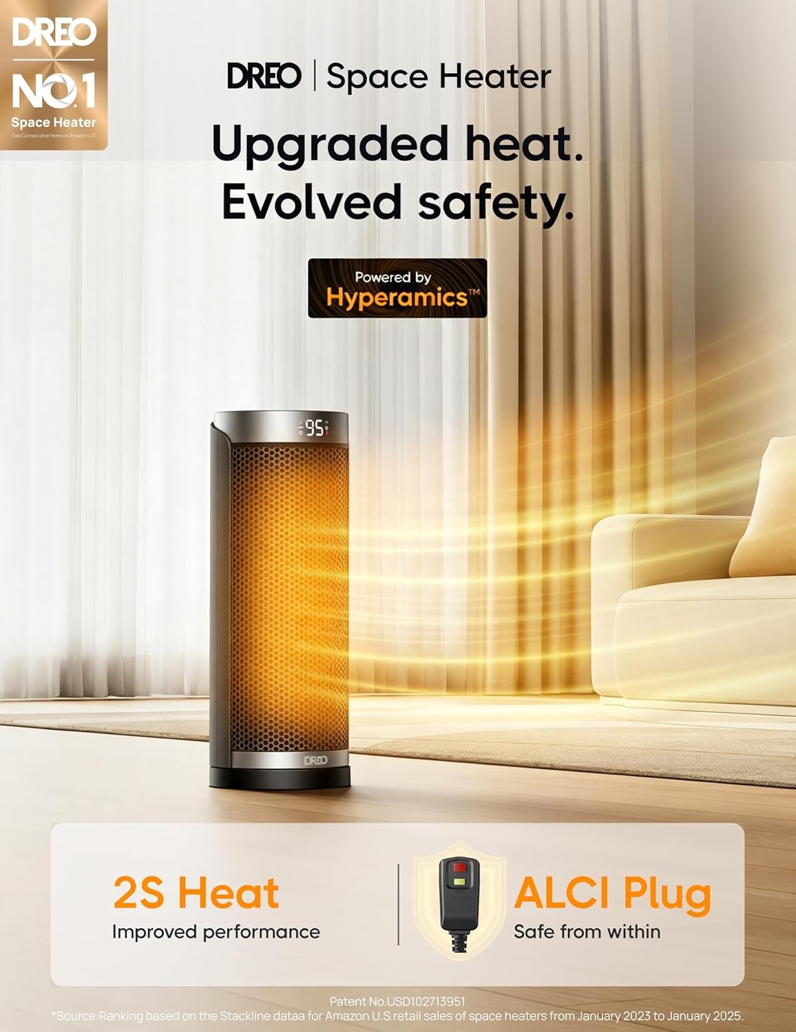 image:imageDreo Space Heater 1500W Electric Heaters for Indoor Use with Thermostat 70 Oscillation 8 Safety Protections 5 Modes Remote 12H Timer Quiet Portable Heater for Office Bedroom Large RoomSilver