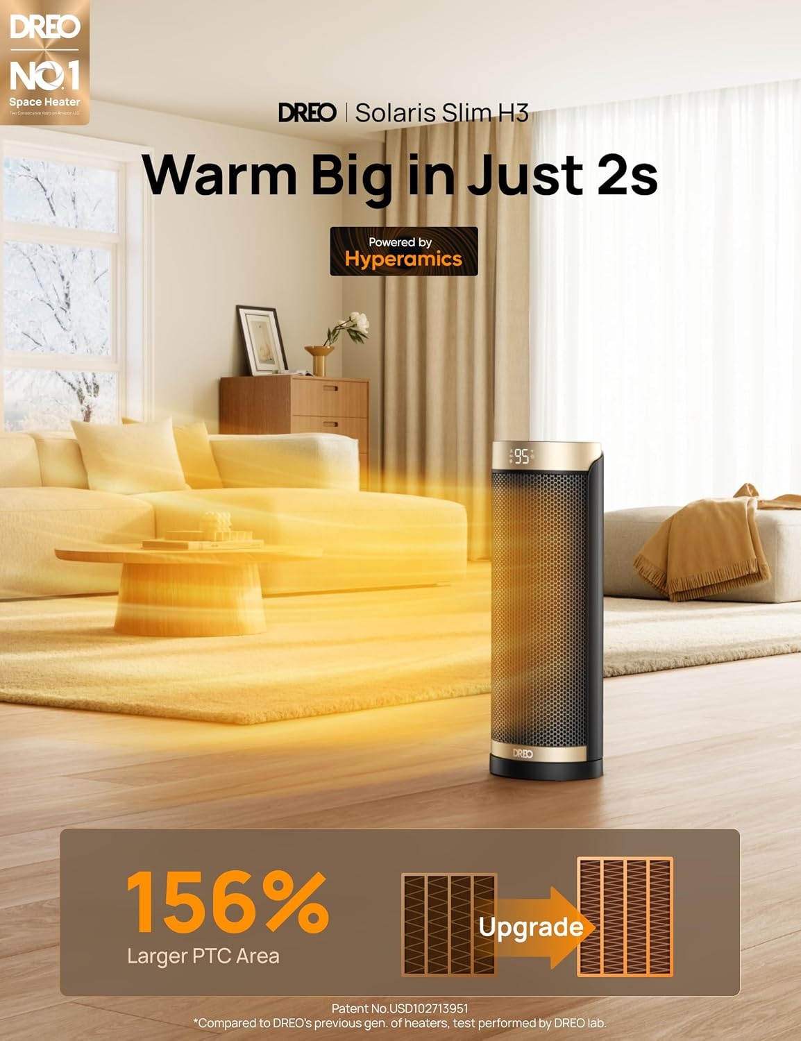 image:imageDreo Space Heater 1500W Electric Heaters for Indoor Use with Thermostat 70 Oscillation 8 Safety Protections 5 Modes Remote 12H Timer Quiet Portable Heater for Office Bedroom Large RoomGold