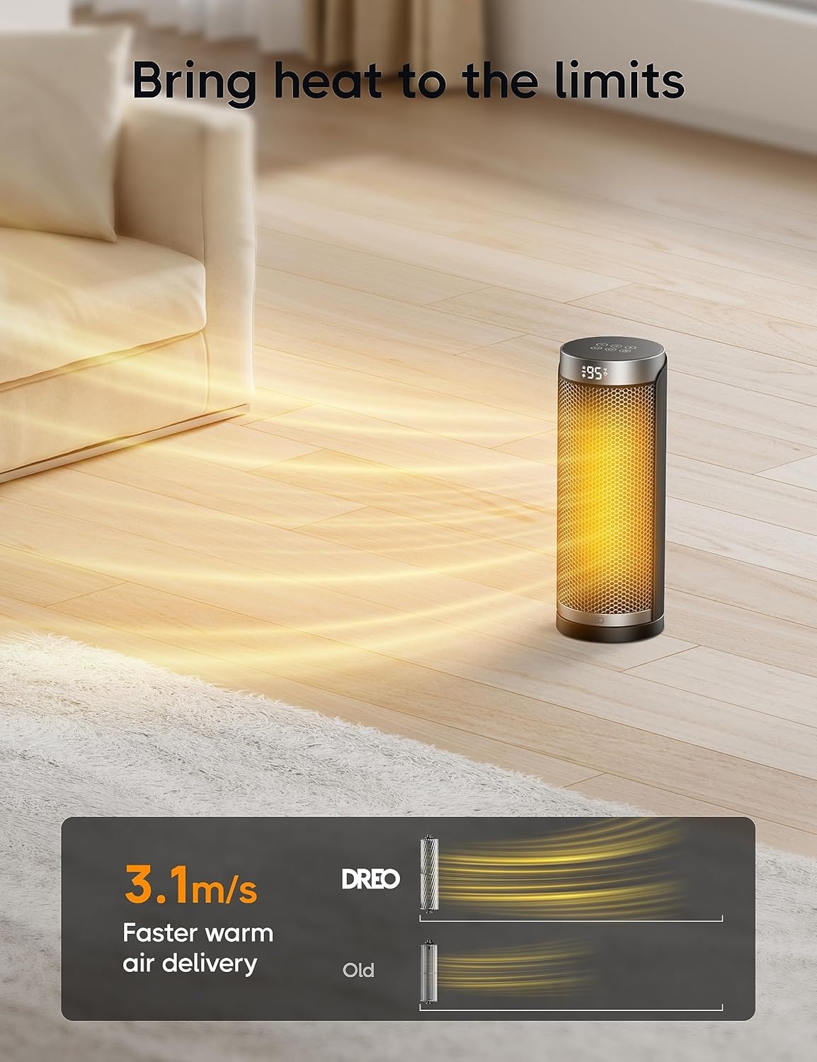 image:imageDreo Space Heater 1500W Electric Heaters for Indoor Use with Thermostat 70 Oscillation 8 Safety Protections 5 Modes Remote 12H Timer Quiet Portable Heater for Office Bedroom Large RoomSilver