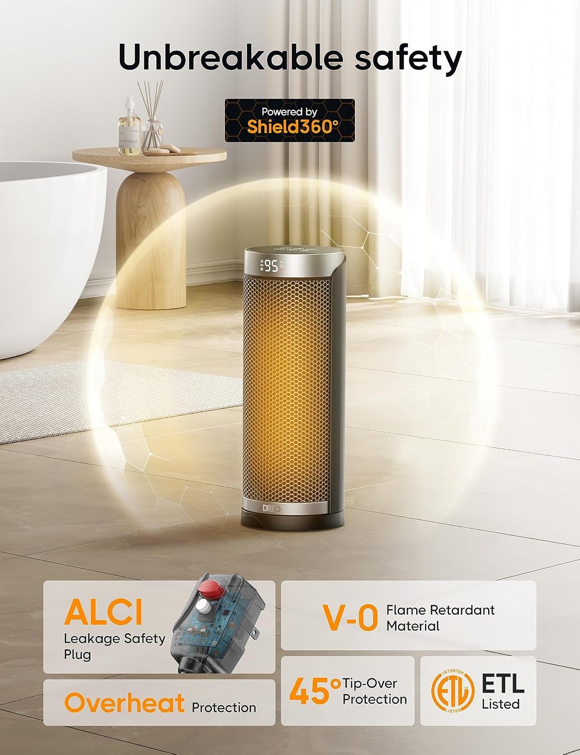 image:imageDreo Space Heater 1500W Electric Heaters for Indoor Use with Thermostat 70 Oscillation 8 Safety Protections 5 Modes Remote 12H Timer Quiet Portable Heater for Office Bedroom Large RoomSilver
