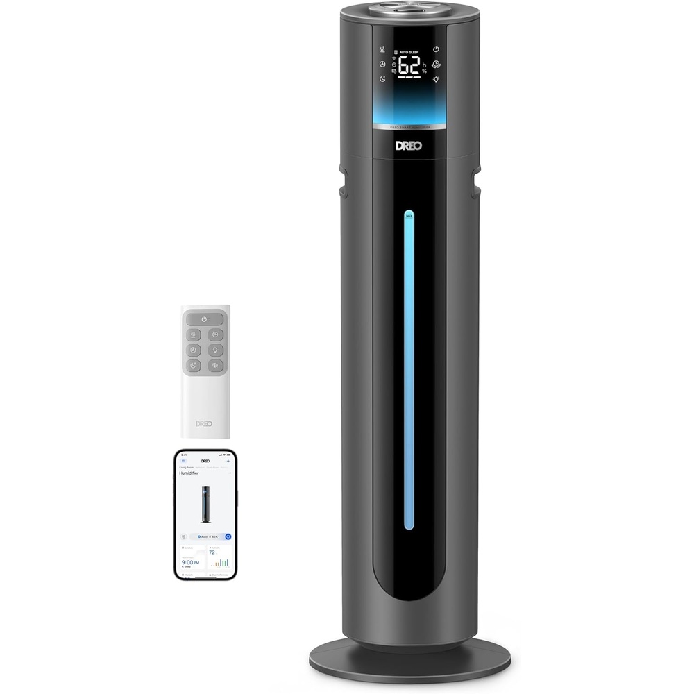 image:imageDREO 11L Humidifier Large Room 700ft 100H Smart Cool Mist Humidifers for Bedroom 21dB Quiet Top Fill Clean Tank Technology App amp Remote Control Aroma Box RGB 12h Timer White Humidifer 747SGrey