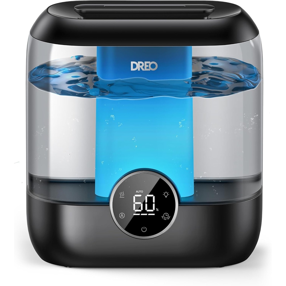 image:imageDREO 6L Top Fill Humidifiers for Bedroom 60H Runtime 28 dB Quiet Supersized Cool Mist Air Humidifiers for Large Room Baby Nursery Plant Indoor Night Light Easy to Clean Precise Humidity ControlBlack
