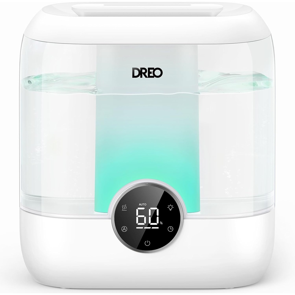 image:imageDREO 6L Top Fill Humidifiers for Bedroom 60H Runtime 28 dB Quiet Supersized Cool Mist Air Humidifiers for Large Room Baby Nursery Plant Indoor Night Light Easy to Clean Precise Humidity ControlWhite