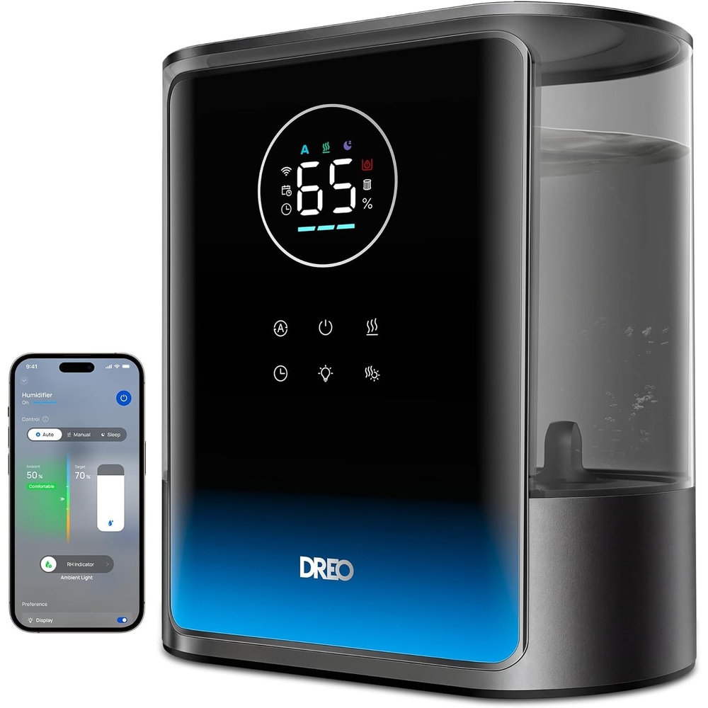 image:imageDREO 8L Smart Humidifier Large Room 600ft HM717S 80H Runtime Supersized Warm and Cool Mist Humidifiers for Bedroom Baby 28dB Quiet Air Humidifier for Plants Indoor Home Whole House SilverBlack