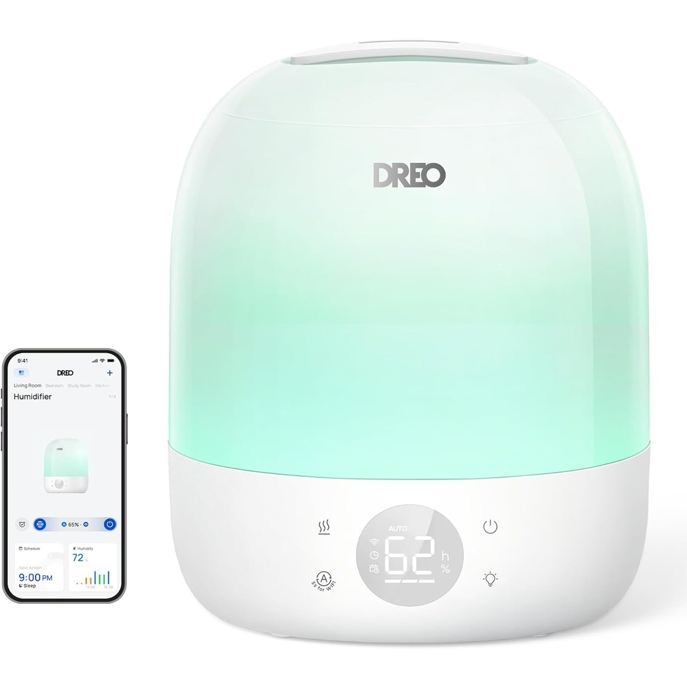 image:imageDREO Humidifiers for Bedroom 30H Max Runtime amp RGB Night Light amp Sleep Trainer Ultra Quiet 28dB Cool Mist Humidifier Top Fill Smart Air Humidifier for Plants Perfect for Baby amp Nursery HM409SWhite
