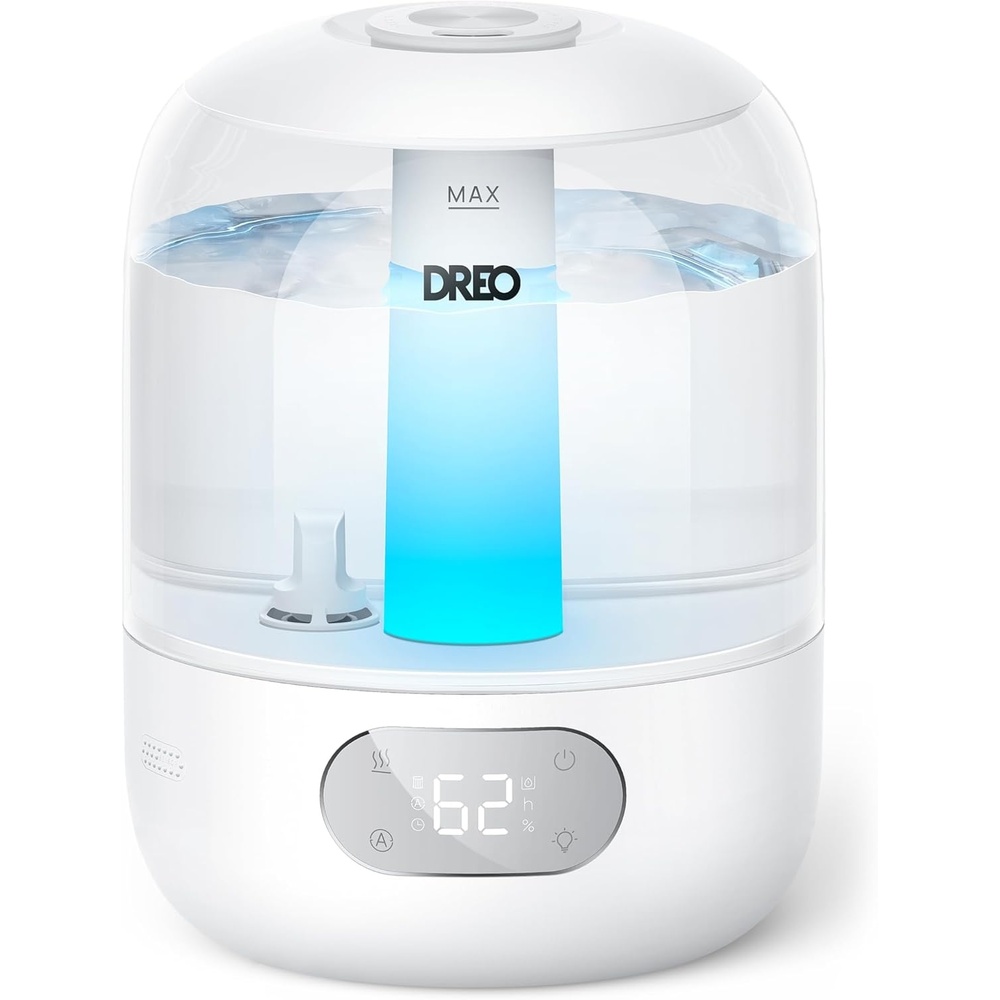 image:imageDREO Humidifiers for Bedroom Cool Mist Ultrasonic Humidifier with 26dB Quiet amp RGB Lighting Top Fill 3L Tank Easy Clean 30 Hr Runtime for Home Baby Plant Nursery Work with GoogleAlexaPearl White