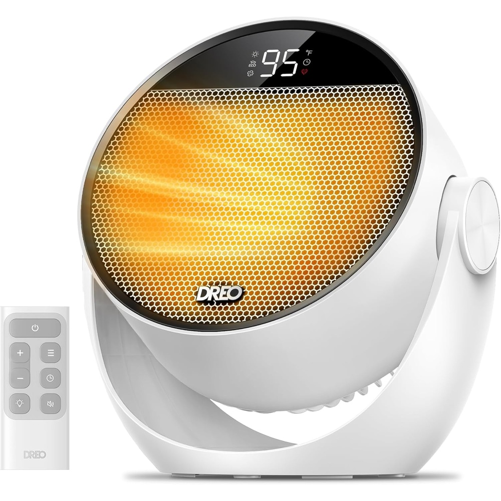 image:imageDREO Space Heater 1500W 60 Adjustable Tilt 105fts Portable Electric Heaters for Indoor Use with Thermostat 8 Safety Protections 3 Modes Remote Quiet Desk Heater for Bedroom Office BlackWhite