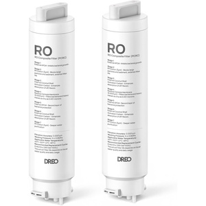 DREO 2-Pack Reverse Osmosis Water Filter, Replacement for DREO RO Water Filter 112 & 113 & 114 & 115, Removes 99.99% of Contaminants including PFOA, PFOS, Chlorine, Last 265 gallons, SGS Tested