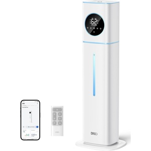DREO HM735S 11L Smart Humidifier Large Room 700 ft², 100H Cool Mist Air Humidifiers for Bedroom, Top-Fill, Clean Tank Technology, 26dB, Auto Mode, Aroma Box, RGB, Remote & APP Control, Baby, White(Blue)