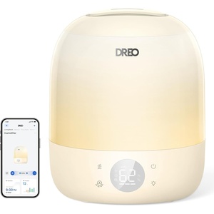 DREO Humidifiers for Bedroom – 30H Max Runtime & RGB Night Light & Sleep Trainer, Ultra Quiet 28dB Cool Mist Humidifier, Top Fill Smart Air Humidifier for Plants, Perfect for Baby & Nursery, HM409S(Yellow)
