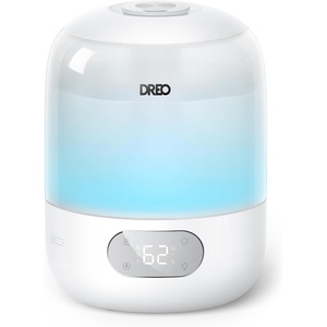 DREO Humidifiers for Bedroom, Cool Mist Ultrasonic Humidifier with 26dB Quiet & RGB Lighting, Top Fill 3L Tank, Easy Clean, 30 Hr Runtime for Home, Baby, Plant, Nursery, Work with Google/Alexa(Ice White)