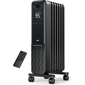 DREO Oil Filled Radiator, Electric Radiant Heaters for indoor use Large Room with Remote Control, Child Lock, 4 Modes, Overheat & Tip-Over Protection, 24h Timer, Digital Thermostat, Quiet, 1500W(Black)