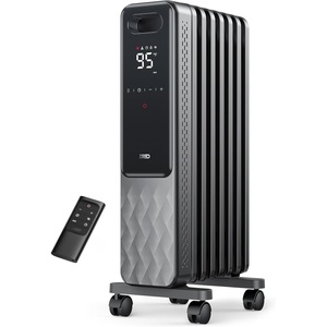 DREO Oil Filled Radiator, Electric Radiant Heaters for indoor use Large Room with Remote Control, Child Lock, 4 Modes, Overheat & Tip-Over Protection, 24h Timer, Digital Thermostat, Quiet, 1500W(Space Grey)
