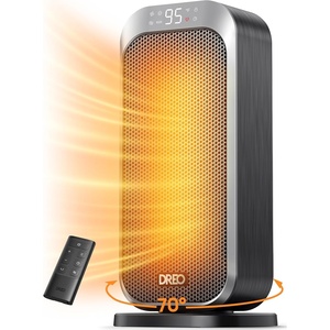 DREO Quiet Space Heater, 1500W Portable Heaters for Indoor Use with Remote, 70° Oscillation, Fast and Safety Electric PTC Ceramic for Desk Office Bedroom, 12H Timer(Silver)