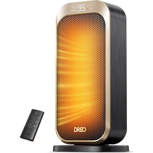 DREO Quiet Space Heater, 1500W Portable Heaters for Indoor Use with Remote, 70° Oscillation, Fast and Safety Electric PTC Ceramic for Desk Office Bedroom, 12H Timer(Gold)