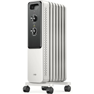 DREO Radiator Heater, Dual Knobs, 8 Safety Protection, 1500W Electric Space Heaters for Indoor Use Large Room, Energy Saving, Quiet Oil Filled Radiator for Bedroom, Adjustable Thermostat(White)