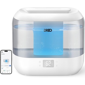 DREO Smart Humidifiers for Bedroom, 4L Cool Mist Humidifier | Top Fill, Quiet Sleep 28 dB, 36H Runtime for large room, Touch/APP/Voice Control, Nightlight, ideal for Baby, Plants, Nursery(Gray)