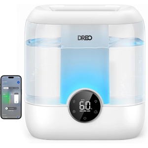 DREO Smart Humidifiers for Bedroom, 6L Top Fill Supersized Cool Mist Humidifier for Large Room, 60 Hour Runtime, Quiet Ultrasonic Humidifier for Plants, Indoor, Home, Night Light, Black(White)