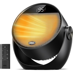 DREO Space Heater 1500W, 60° Adjustable Tilt, 10.5ft/s Portable Electric Heaters for Indoor Use with Thermostat, 8 Safety Protections, 3 Modes, Remote, Quiet Desk Heater for Bedroom, Office, Black(Black)