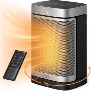 DREO Space Heater, 1500W Portable Electric Heaters for Indoor Use, PTC Ceramic Heater for Office with Remote, Thermostat, 70°Oscillation, 12H Timer, 5 Modes, Safe Quiet Room Heater for Bedroom(Silver)