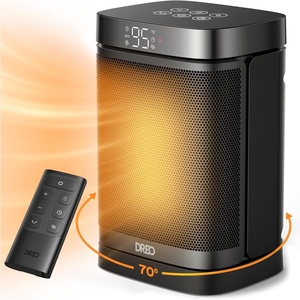 DREO Space Heater, 1500W Portable Electric Heaters for Indoor Use, PTC Ceramic Heater for Office with Remote, Thermostat, 70°Oscillation, 12H Timer, 5 Modes, Safe Quiet Room Heater for Bedroom(Black)