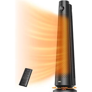 DREO Space Heater Large Room, 30″ Electric Heaters with Remote, 120° Oscillation, Adjustable Thermostat, 5 Heat & 3 Fan levels, 8 Safety Protections, 25dB Quiet, 1-12H Timer, Heater for Office, Black(Black)