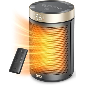 DREO Space Heater, Portable Electric Heaters for Indoor Use with Thermostat and Remote, 2024 Upgraded, Digital Display, 12H Timer, 5 Mode, 1500W PTC Ceramic Fast Safety Heat for Office Bedroom Home(Gold)