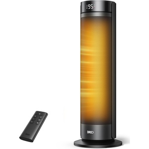 DREO Space Heater for Large Room, 23 Inch Electric Heaters for Indoor Use, 8 Safe Protection Tower, 70° Oscillation, PTC Ceramic with Thermostat and Remote, Quiet, 12H Timer, Bedroom, Office(Black)