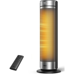DREO Space Heater for Large Room, 23 Inch Electric Heaters for Indoor Use, 8 Safe Protection Tower, 70° Oscillation, PTC Ceramic with Thermostat and Remote, Quiet, 12H Timer, Bedroom, Office(Silver)