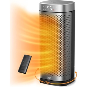 DREO Space Heaters for Indoor Use, 16 Inch Fast Heating Portable Heaters with Remote, 12H Timer, 70° Oscillation, Overheat Protection, Safety Heat, Large PTC Ceramic Electric for Bedroom Home Office(Silver)