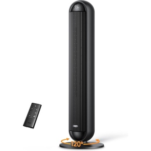 DREO Tower Fan and Heater Combo, 29.2ft/s Standing Fans for Bedroom, 17 Levels, 6 Modes, 120° Oscillation, 42 Inch, 12H Timer, 25dB Quiet, with Remote, for Office, Large Room, Silver(Black)