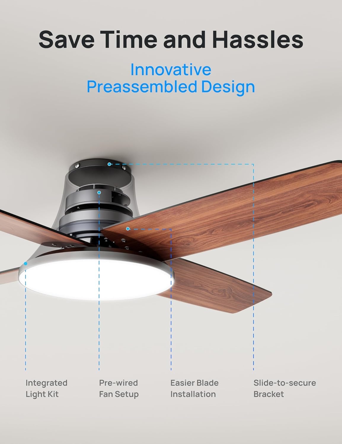 image:imageDREO Ceiling Fan 44 Inch Low Profile Ceiling Fan with Light and Remote 5CCT LED 6Level Dimmable 6Speed Reversible Motor 22 dB Timer EasyInstall Black Flush Mount for BedroomSilver