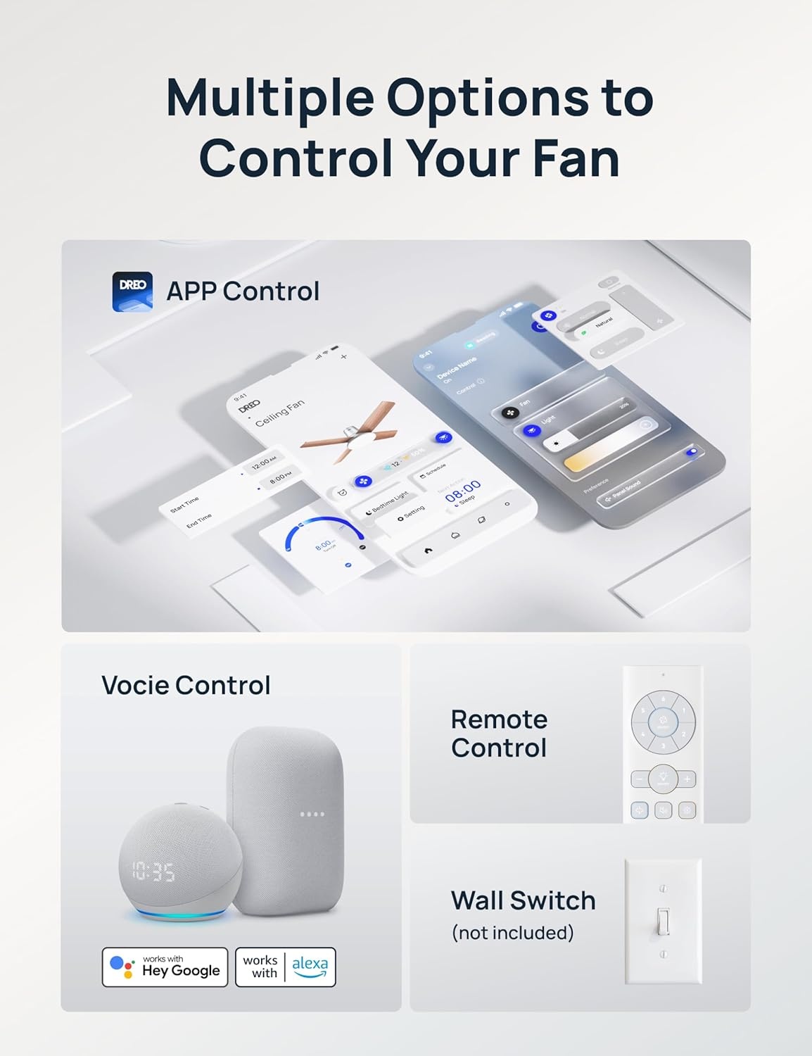 image:imageDREO Ceiling Fans with Lights 12 Speeds amp 3 Fan Modes Quiet DC Motor Low Profile Easy to Install Flush Mount Smart Ceiling Fan with Dimmable LED 12H Timer for Bedroom Remote White 44Silver