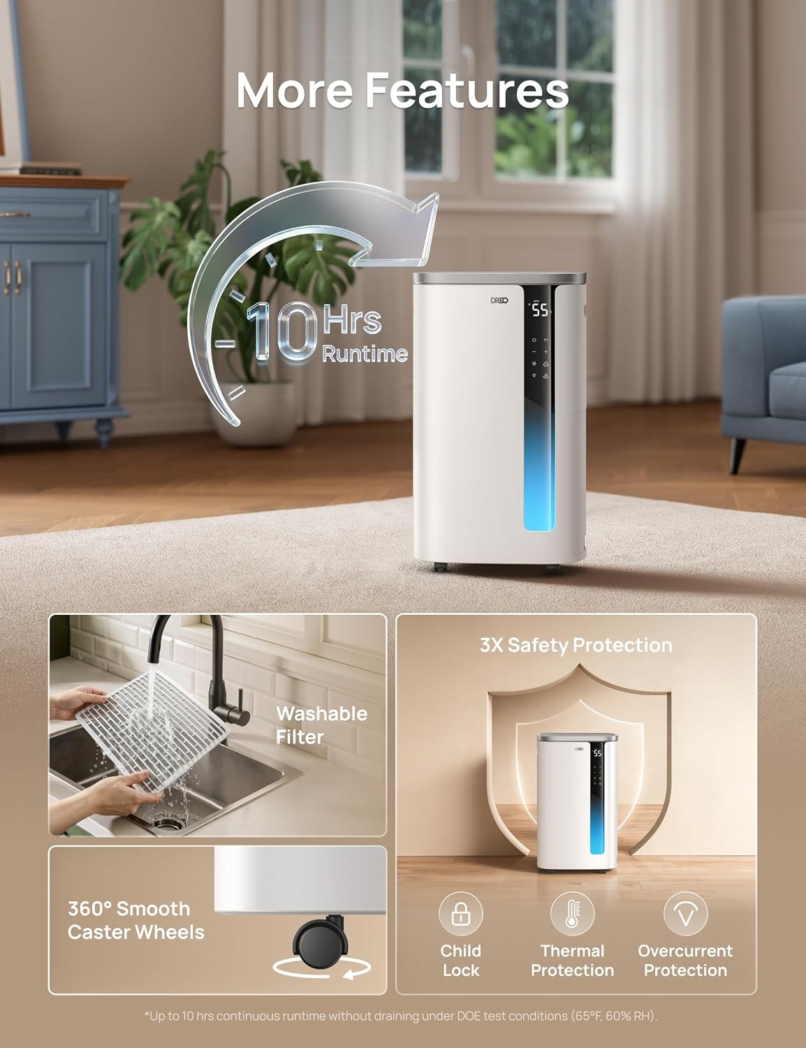 image:imageDREO Energy Star 2026 Smart Dehumidifier for Basement 7L185 Gal Large Water Tank Quiet 41dB Home amp Large Room up to 2000 Sq Ft Drain Hose Included Auto Humidity Control 3 Fan Speeds TimerSilver