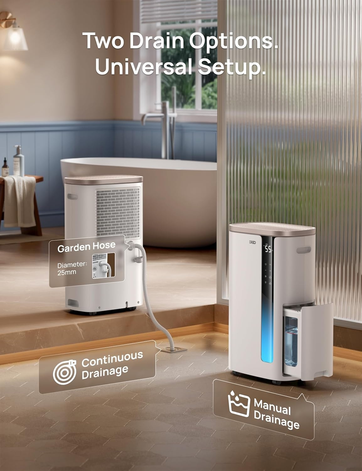 image:imageDREO Energy Star 2026 Smart Dehumidifier for Basement 7L185 Gal Large Water Tank Quiet 41dB Home amp Large Room up to 2000 Sq Ft Drain Hose Included Auto Humidity Control 3 Fan Speeds TimerGold