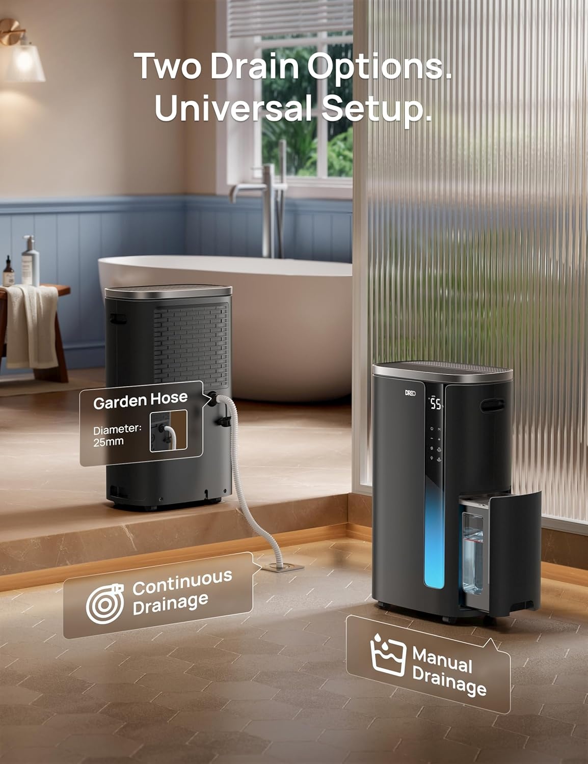 image:imageDREO Energy Star 2026 Smart Dehumidifier for Basement 7L185 Gal Large Water Tank Quiet 41dB Home amp Large Room up to 2000 Sq Ft Drain Hose Included Auto Humidity Control 3 Fan Speeds TimerBlack