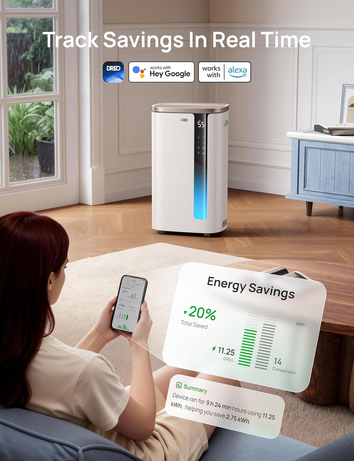 image:imageDREO Energy Star 2026 Smart Dehumidifier for Basement 7L185 Gal Large Water Tank Quiet 41dB Home amp Large Room up to 2000 Sq Ft Drain Hose Included Auto Humidity Control 3 Fan Speeds TimerGold