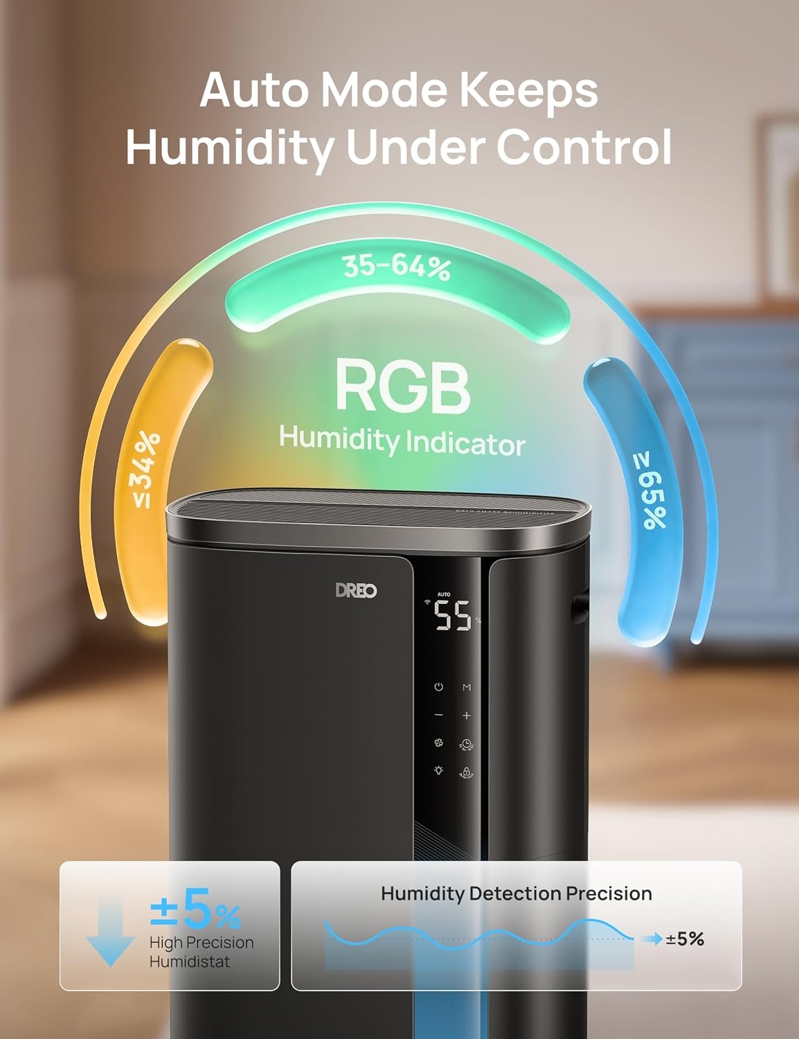 image:imageDREO Energy Star 2026 Smart Dehumidifier for Basement 7L185 Gal Large Water Tank Quiet 41dB Home amp Large Room up to 2000 Sq Ft Drain Hose Included Auto Humidity Control 3 Fan Speeds TimerBlack