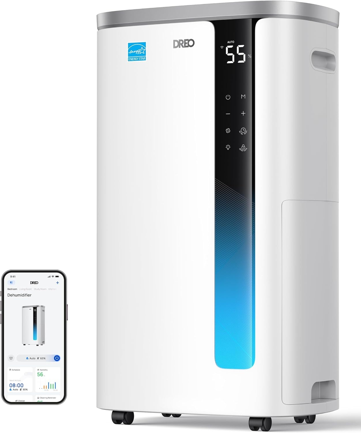 image:imageDREO Energy Star 2026 Smart Dehumidifier for Basement 7L185 Gal Large Water Tank Quiet 41dB Home amp Large Room up to 2000 Sq Ft Drain Hose Included Auto Humidity Control 3 Fan Speeds TimerSilver