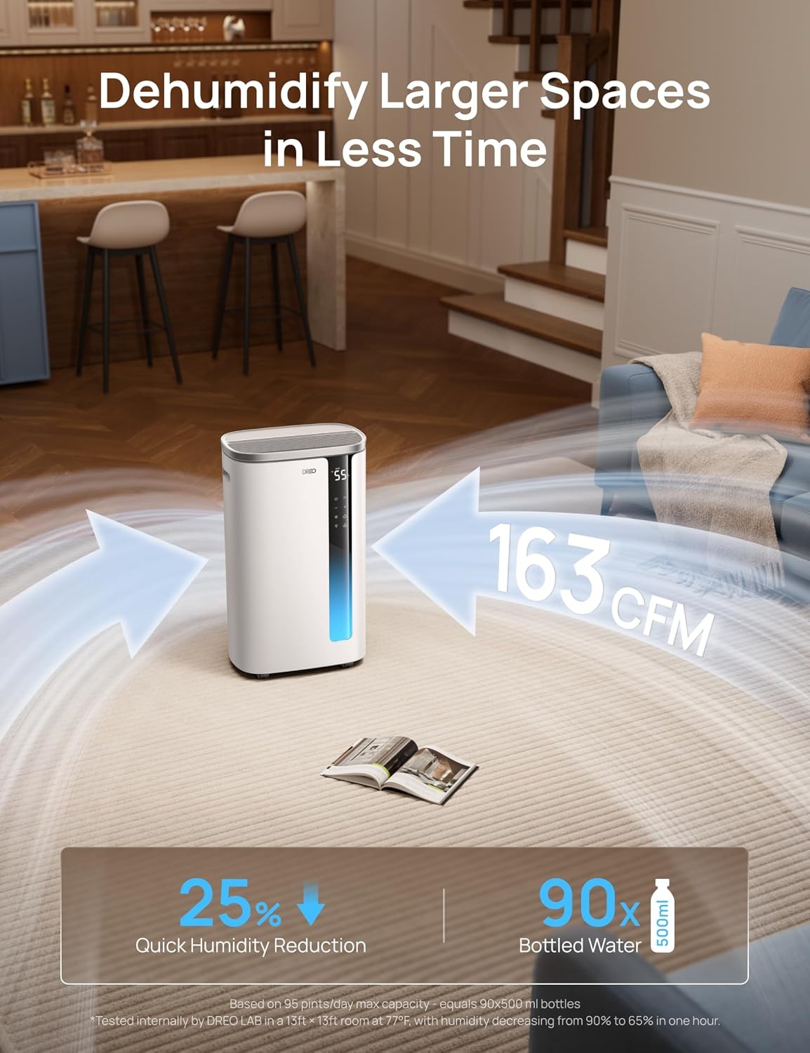 image:imageDREO Energy Star 2026 Smart Dehumidifier for Basement 7L185 Gal Large Water Tank Quiet 41dB Home amp Large Room up to 2000 Sq Ft Drain Hose Included Auto Humidity Control 3 Fan Speeds TimerSilver