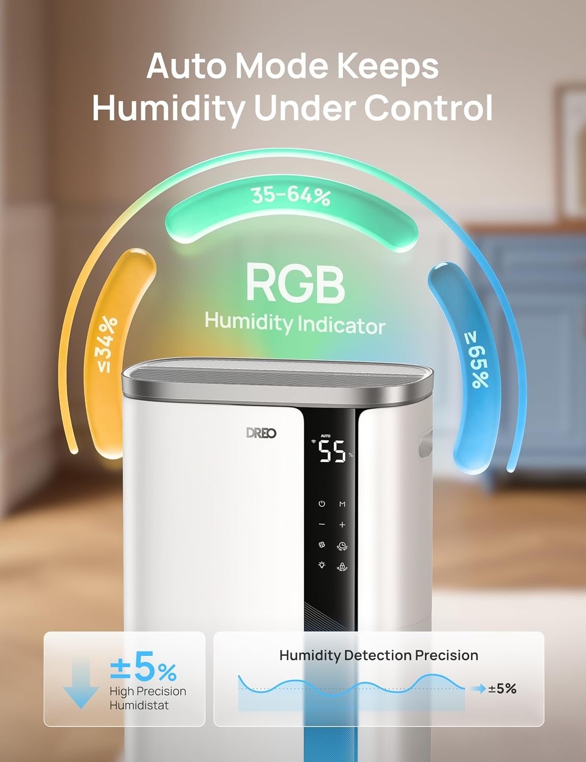 image:imageDREO Energy Star 2026 Smart Dehumidifier for Basement 7L185 Gal Large Water Tank Quiet 41dB Home amp Large Room up to 2000 Sq Ft Drain Hose Included Auto Humidity Control 3 Fan Speeds TimerSilver