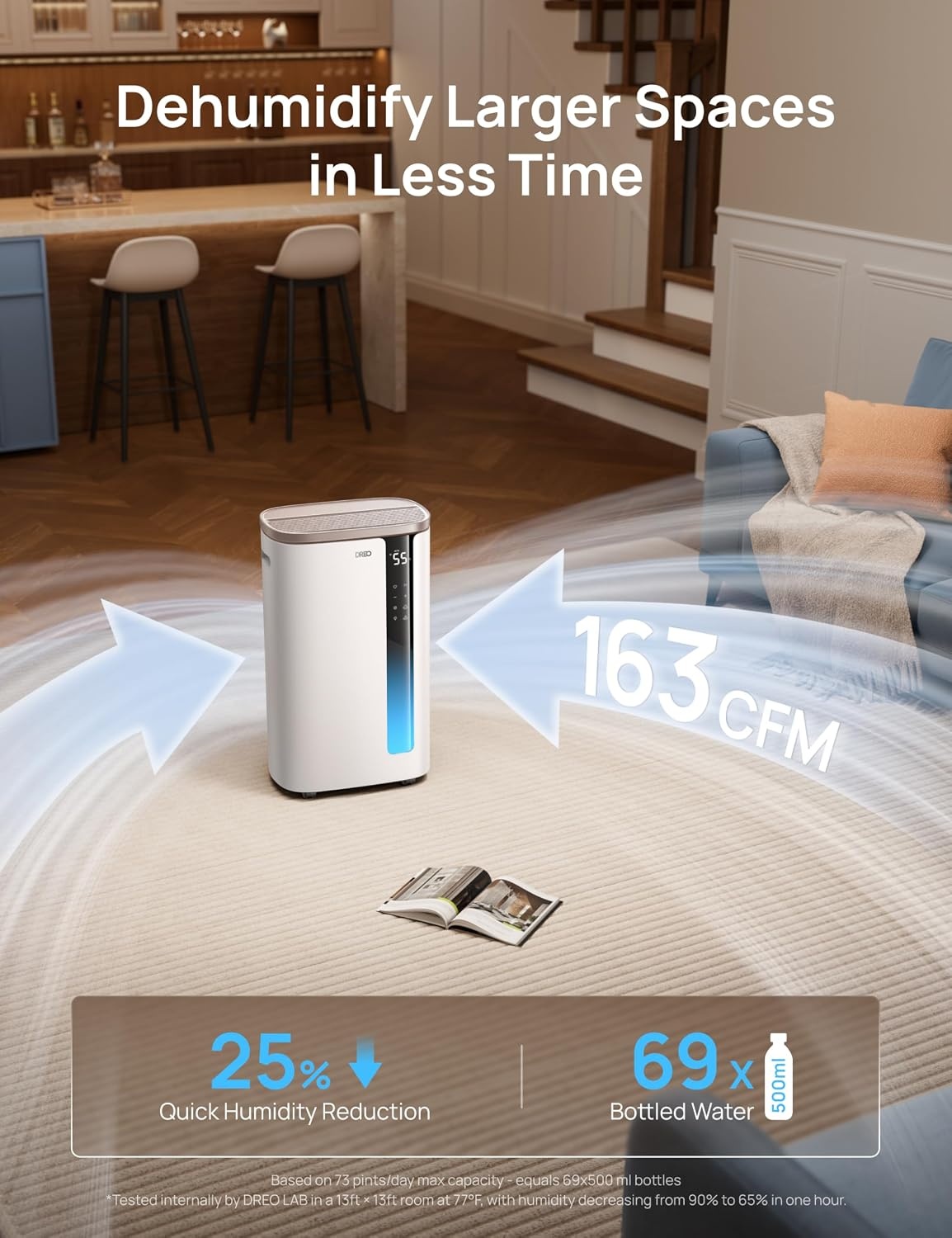 image:imageDREO Energy Star 2026 Smart Dehumidifier for Basement 7L185 Gal Large Water Tank Quiet 41dB Home amp Large Room up to 2000 Sq Ft Drain Hose Included Auto Humidity Control 3 Fan Speeds TimerGold
